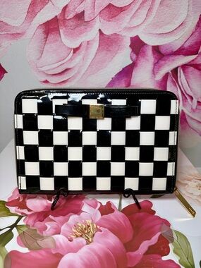 Ted Baker Black and White Checkered Faux Patent Tablet Case